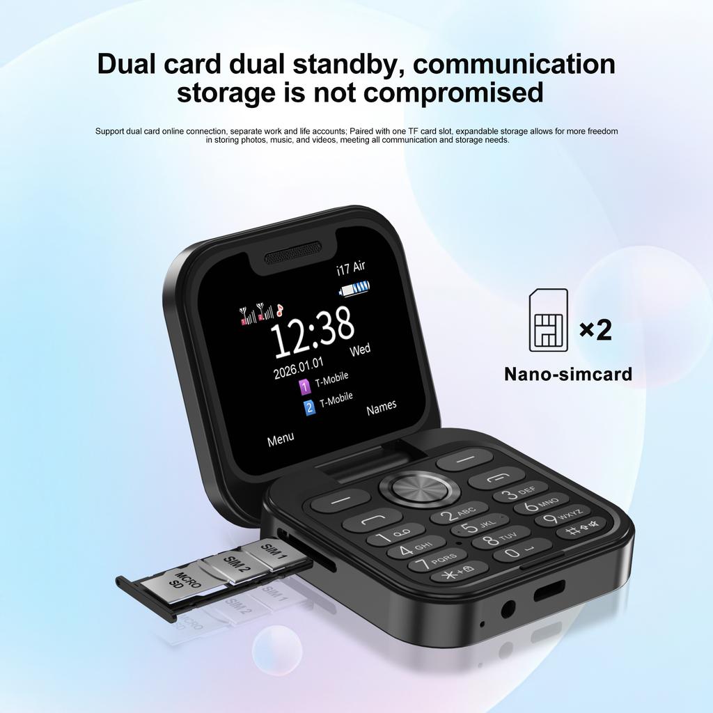 Мини Раскладушка Мобильный Телефон Две SIM-карты 1,77" Экран Bluetooth Набор Номера Волшебный Звук FM-радио Фонарик 2G GSM Маленький Складной Телефон