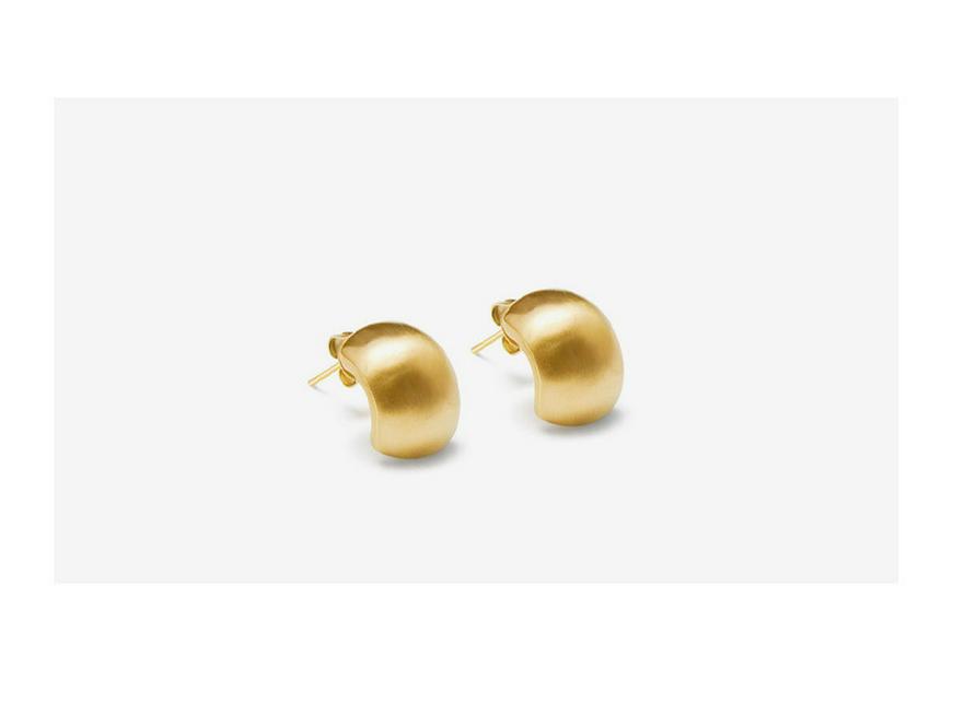 Бренд Модные Минималистичные Серьги-пусеты C-образной формы Темперамент из титановой стали с покрытием 18-каратным золотом F182.