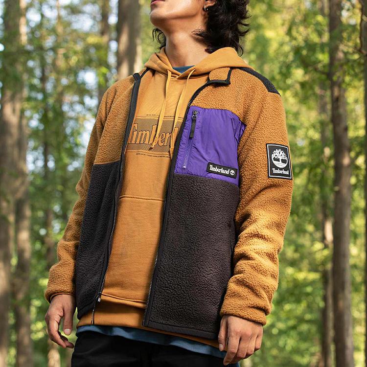 Timberland Теплая флисовая куртка с цветным блоком и логотипом, мужские куртки, резина A24A5-CD5