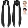 CaseEden Cosplay Длинный с черным Включает 2 сетки для парика Парик, Хвосты, 120 см, Ванс, Термостойкий, Волосы,