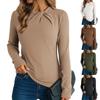 Women's Fashionable Round-neck Long-sleeved Solid-color Pullover Casual Top