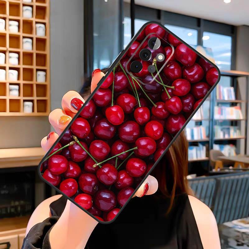 Летний чехол с красной вишней для Samsung Galaxy A06 A05 A16 A26 A36 A56 A53 A32 A52 A33 A13 A55 A35 A15 A14 A34 A54