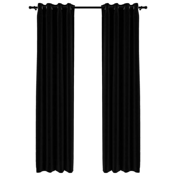 VidaXL Blackout Curtains Linen Look with Eyelets 2 Pcs Black 140x245cm