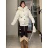 Niche unique ins high-end cotton-padded jacket women's winter thickened hooded with fur collar white bread jacket