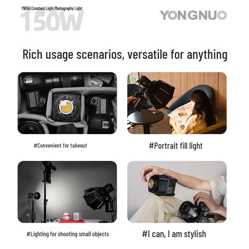Yongnuo YN150 Портативный RGB-светильник 150 Вт с креплением Bowens для фотосъемки с регулируемой цветовой температурой