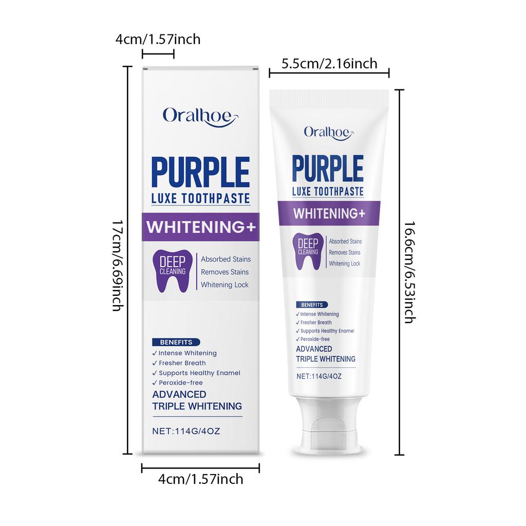 ORALHOE Cleaning Toothpaste Daily Gentle Care Purple Toothpaste Physical Coloring Fresh and Clean