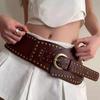 PU Leather Metal Rivet Belt Punk Waist Corset Elegant Wide Cummerbunds  Ladies