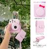HIYQIN Cheki Case instax mini 12 Fujifilm Cheki 12 Case and 28 Photo Album Set Cheki mini 12 Camera Case with Shoulder Strap PU Leather Pink "Cute