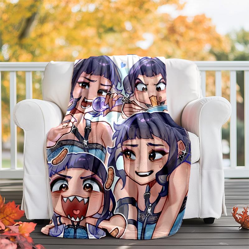 1pc KPop ZOEY6 Theme Blanket - Digital Print, Polyester, Cozy for All Seasons, Perfect for Outdoor, Camping, and Travel