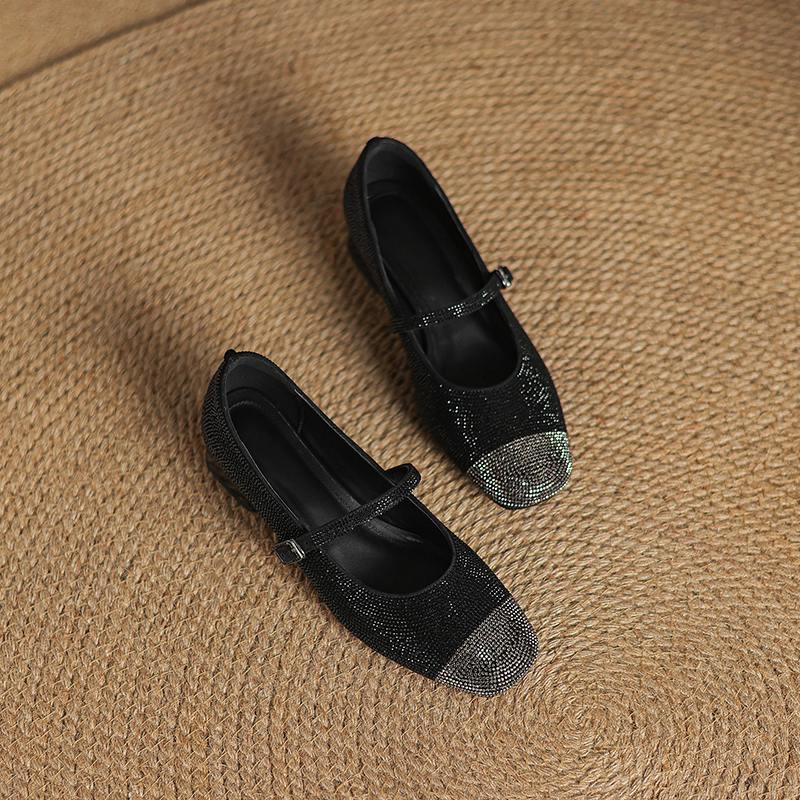 Krazing Pot Замшевые бусины из хрусталя, весна-лето, размер 41, туфли на среднем каблуке, женские туфли Мэри Джейн с квадратным носком и неглубокой подошвой