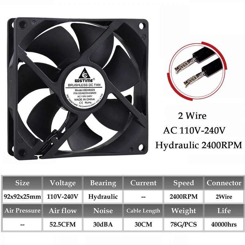 1Pcs Gdstime EC Axial Fan 60mm 80mm 90mm 120mm PC Dual Ball Brushless Fan Cooler AC 110V 120V 220V 230V 240V Computer Case Fan