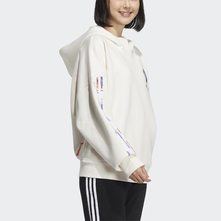 adidas Neo CNY Толстовка с капюшоном и принтом в три полоски Женские топы Off-White HM7483