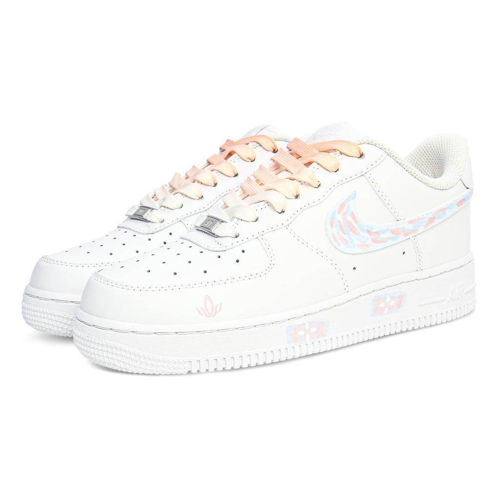 Nike Air Force 1 Abrasion Resistant Abrasion Resistant Low top Skateboard Shoes Unisex Pink Blue CW2288-111(Team1110-S-BOX)