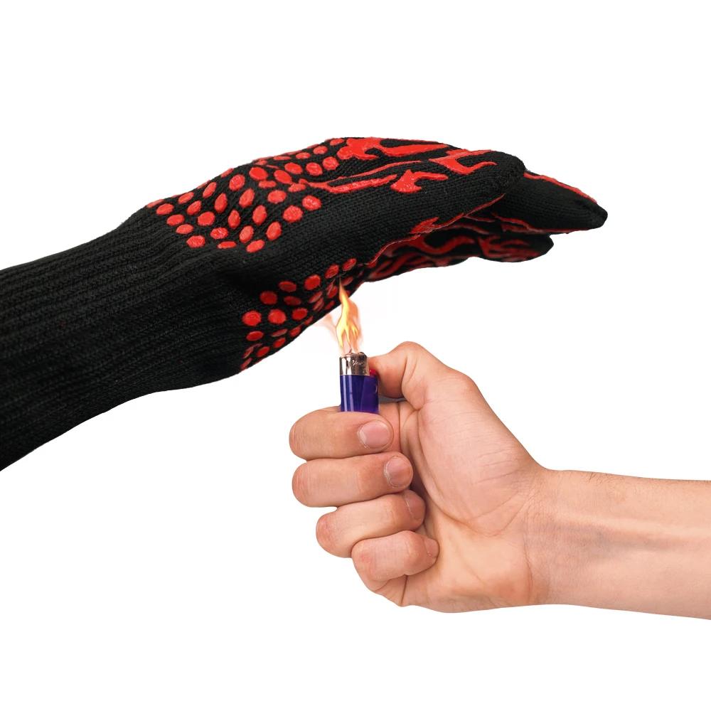 Перчатки для барбекю, устойчивые к высоким температурам, перчатки для гриля с теплоизоляцией, перчатки для духовки с защитой от ожогов для гриля на кухне