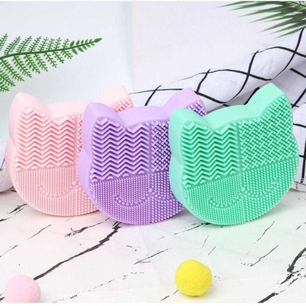 Silicone Makeup Brush Cleaning Box 2 In 1 Multifunction Make Up Tool Scrubber Box Dry And Wet Two-sided Washing Brush Pad