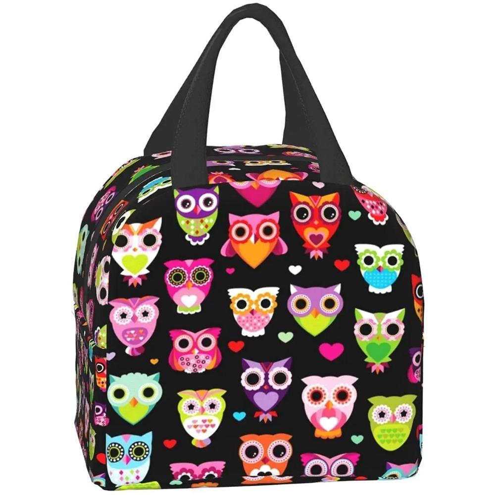 Сумка для ланча с мультяшными совами, изолированный холодильник, сумки-тоут Bento, многоразовый контейнер для еды для женщин, офиса, пикника, работы, пляжа