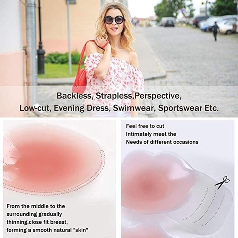 Women Breast Petals Invisible Bra Silicone Nipple Covers Push Up Invisible Bra Top Reusable Adhesive Tape Bra