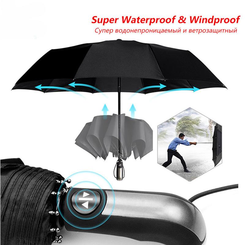 Wind Resistant Folding Automatic Umbrella Rain Women Auto Luxury Big Windproof Umbrellas Rain For Men Black Coating 10K Parasol