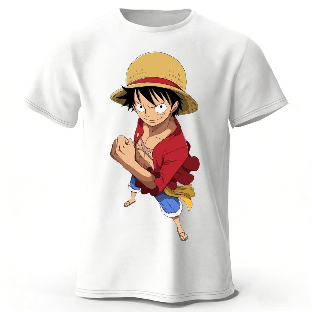 2026 One Piece Луффи Новая Модная Уличная Одежда Мужская и Женская Футболка с Коротким Рукавом Плюс Размер Свободная Спортивная Футболка Топ