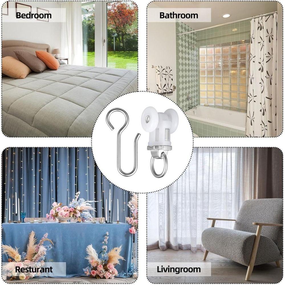 10pcs 15mm Curtain Rail Pulleys Smooth Glide Curtain Gliders Curtain Track Rollers Ceiling Track