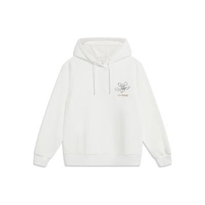 Li Ning Sports Lifestyle Series Повседневный свитер с капюшоном и принтом букв, длинный рукав, женская толстовка Off-White AWDT908-4