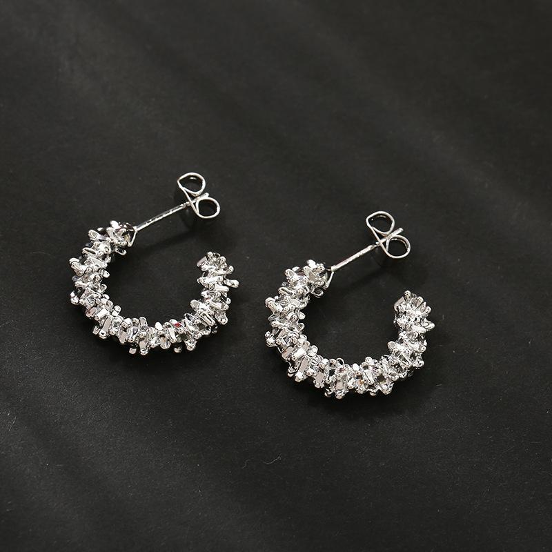 Геометрия Неправильные Гладкие Металлические Серьги-Пряжки для Ушей для Женщин Девушек Винтажная Мода Золотистого Цвета Овальные Серьги Панк Набор с Цирконами