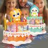 Kids Electric Animal Cake Toy with Music Light Rotatable Walking Cartoon Lion Chick Birthday Cake Educational Toy Toddlers Boys Girls Gift