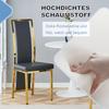 [Set of 2] European minimalist dining chairs with gold edge. Black PU leather + gold-glossy metal frame, 109 cm high, for versatile use.