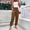 Pantalones y Pantalones Cortos Casuales de Moda para Mujer con Estampado de Color Sólido DICFY