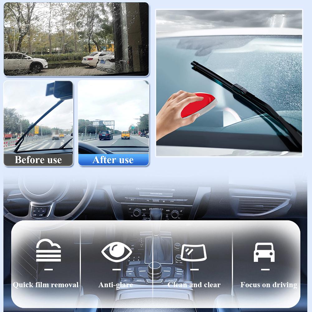 Car Glass Glossy Mouse Powerful Windshield Cleaner Oil Film Remover Cleaning Brush Window Coating Crystal Plating Agent