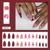 24pcs Manicure Press on Nails DIY Leaf Wavy French Long Almond False Nails Glitter