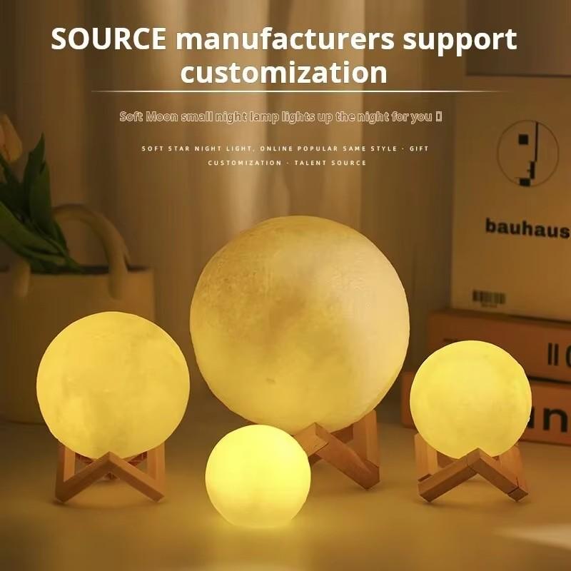 12cm 7 Colors Changing Moon Lamp Wireless Night Lamp Table Lamps Romantic Button Battery Powered Indoors Lighting