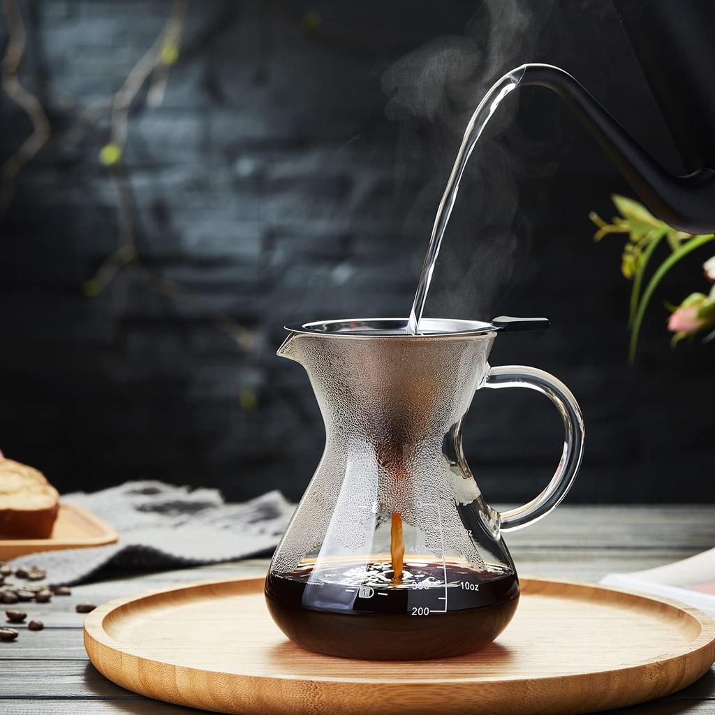 Сервер для кофе POKALOTEA, капельный, 500 мл. Не требуется бумажный фильтр для кофе. Многоразовый фильтр из нержавеющей стали. 2-слойная сетка. Подходит для использования в микроволновой печи.