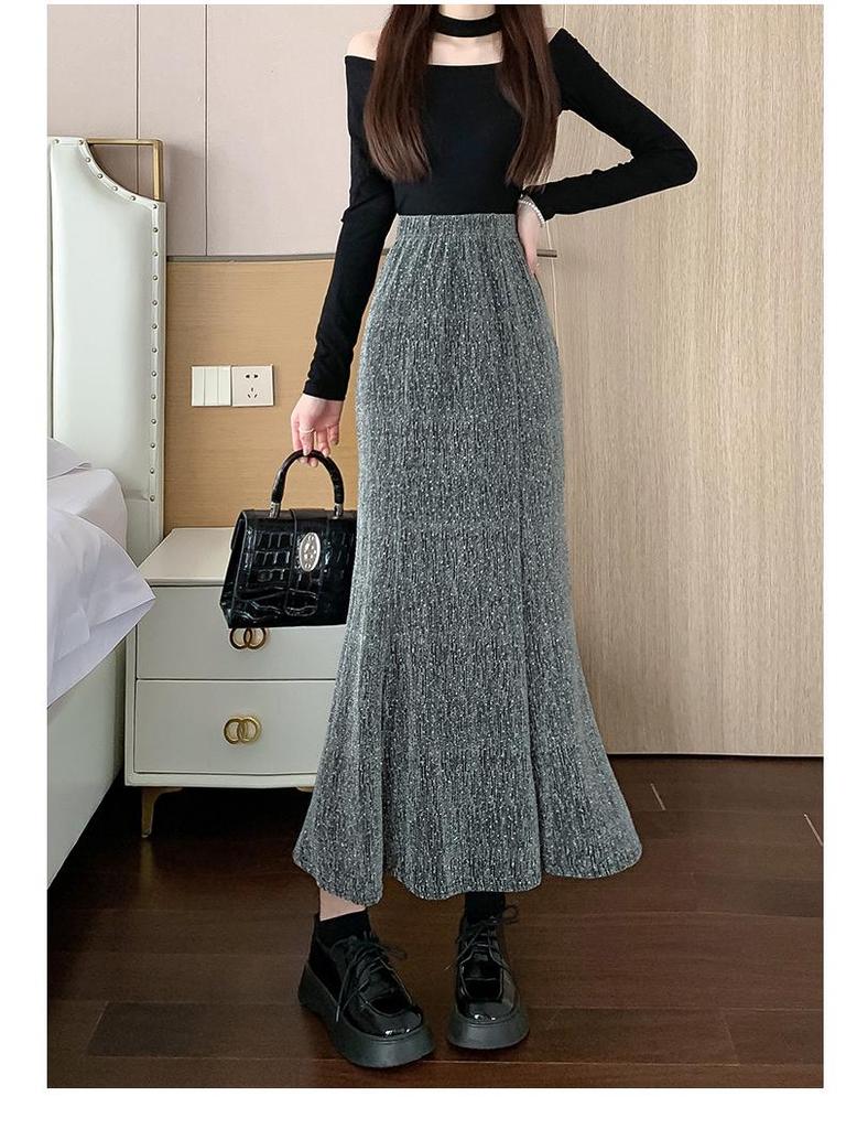 2024 Весна/Лето Ретро Узкая Длинная Женская Юбка с Высокой Талией: Корейский стиль All-Match