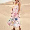 Women's Summer Casual Fashion Easter Printed Sleeveless Round Neck Pocket Dress