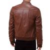 Winter business gentleman thermal zipper cardigan PU leather jacket stand-up collar slim leather jacket men