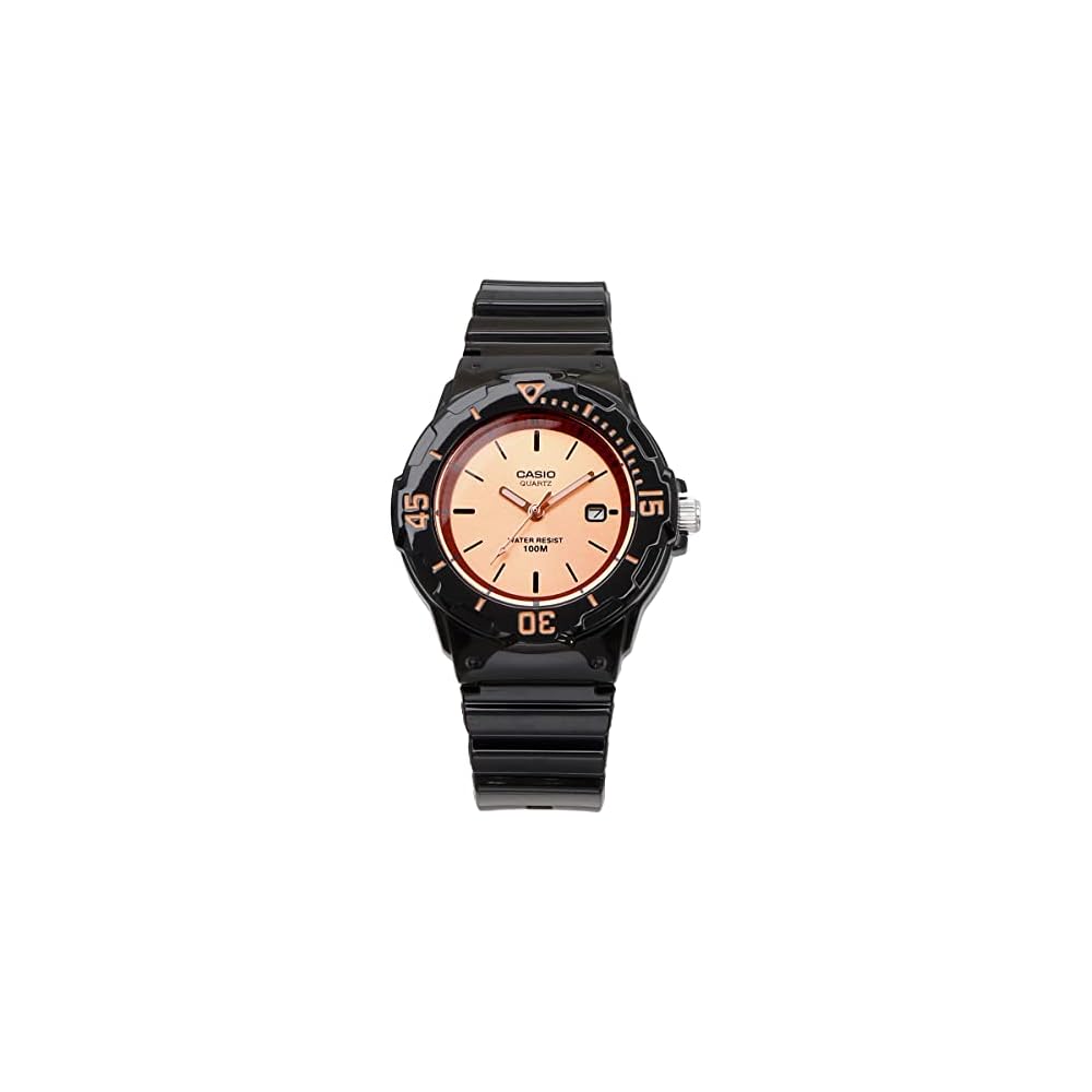 Casio LRW-200H-9E2V Аналоговые Часы Глянцевый Черный Розовое Золото Женские Детские Импортная Модель