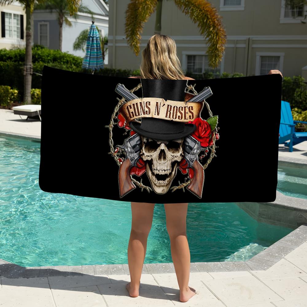 Крутое полотенце с изображением группы Guns N Roses, рок-черепа, пляжное полотенце, большого размера, быстросохнущее, впитывающее, мягкое, для плавания, пляжное полотенце для мужчин и женщин