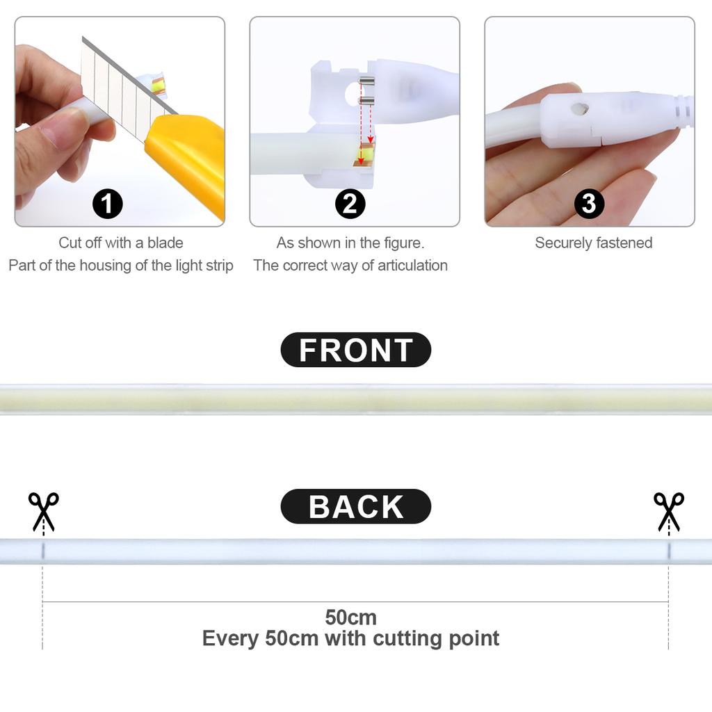 220V Led Neon COB Strip Light with Switch Flexible Silicone Tube Lamp High Density 288LED /M Waterproof LED Ribbon For Home Closet Kitchen Room Deco