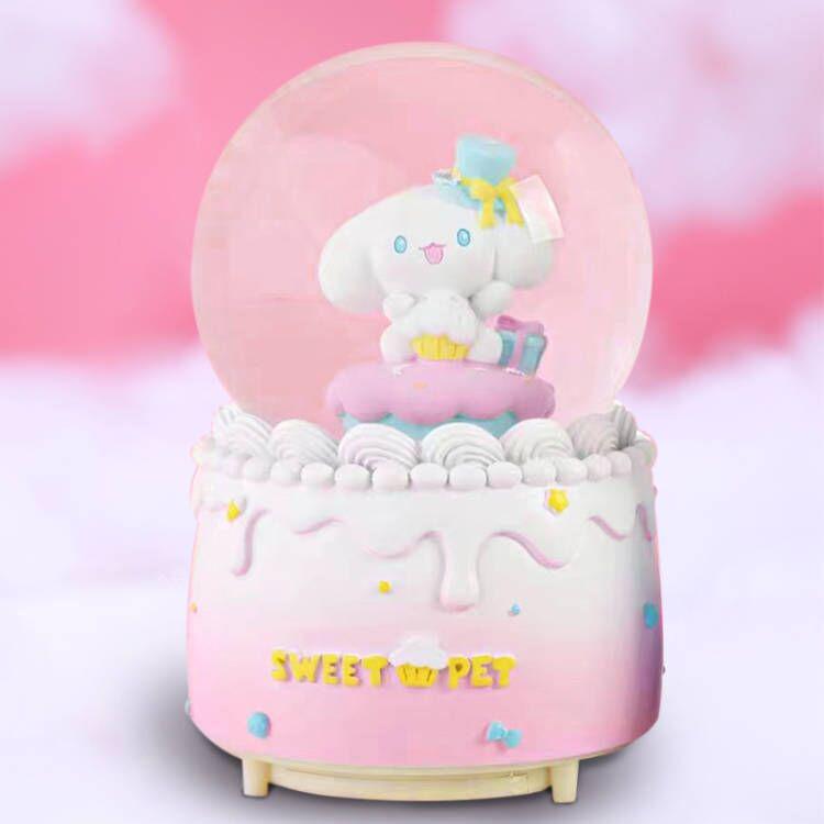 Cartoon Couple Crystal Ball Resin Snow Globe Music Box Toy