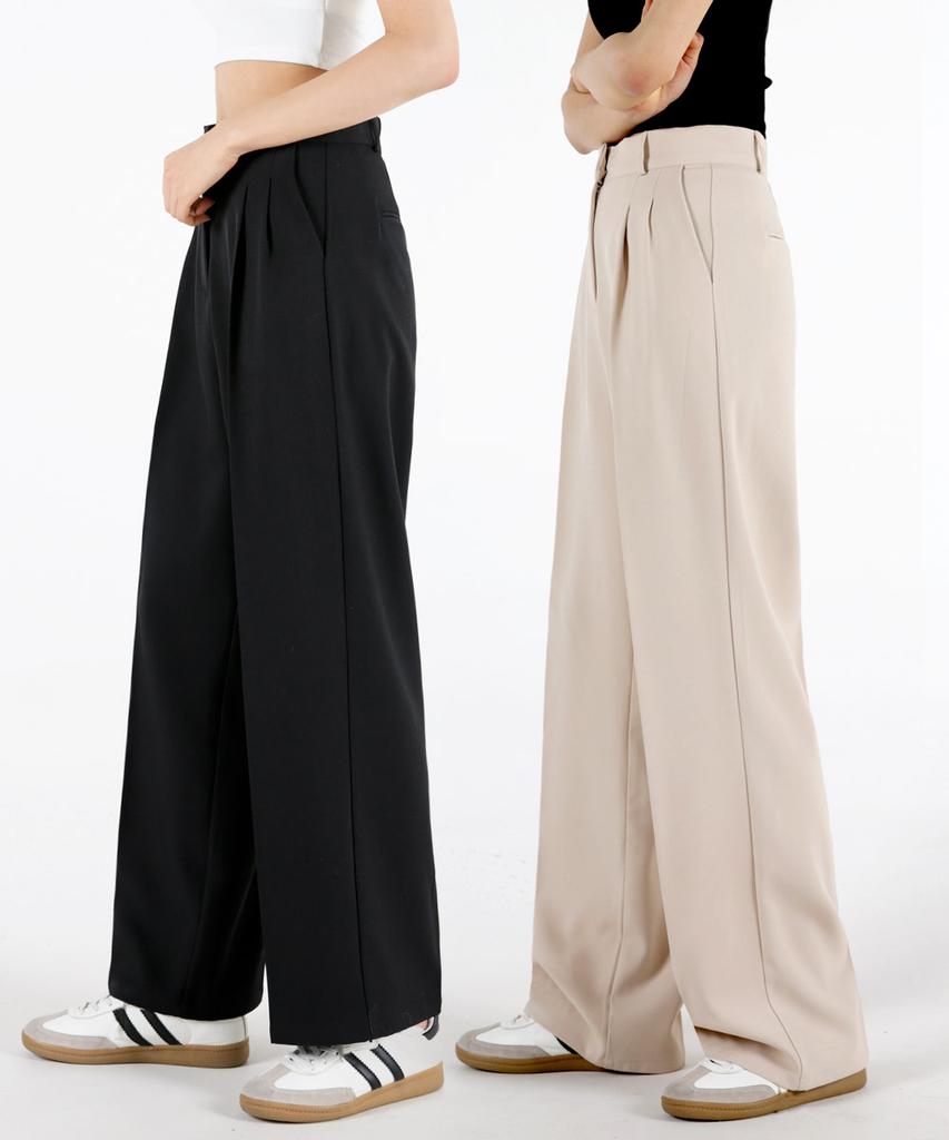 UMM Women'S Triple-Height Fitted Wide Straight Back Elastic Waist Slacks 5 Colors (B Type)