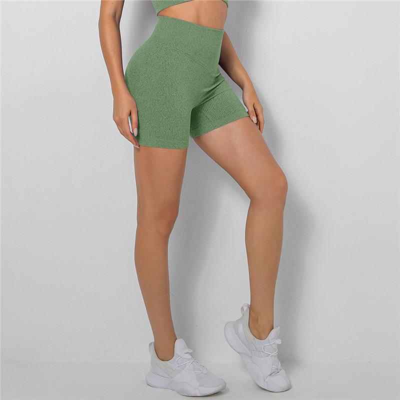 Бесшовные шорты с высокой талией, женские шорты для фитнеса, йоги, шорты для бега персикового цвета с бедрами