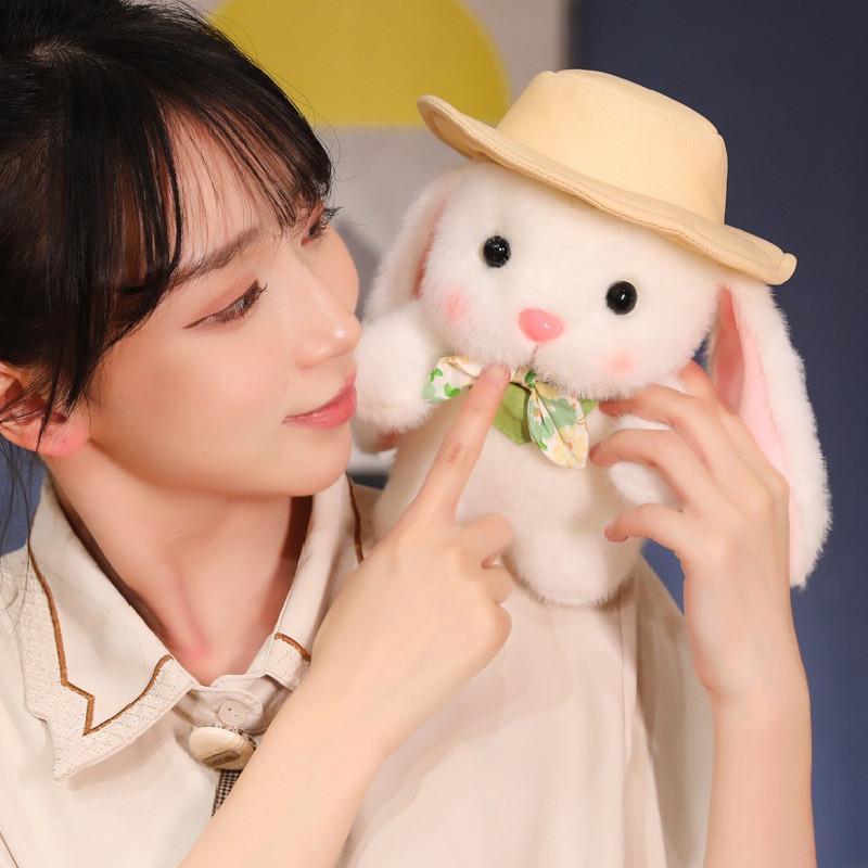 Bunny Pudding Plush Stuffed Toy Hat Rabbit Doll Decoration Kids Birthday Gift