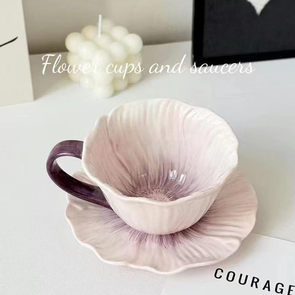 Ceramic Petal Set Dinner Plates Ins Style Home Cake Dessert Office Tea Cup Flower Bowl