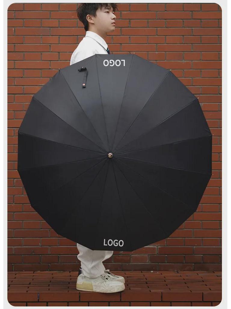 Водонепроницаемый автоматический зонт большого размера с 16 спицами и изогнутой ручкой для мужчин и женщин