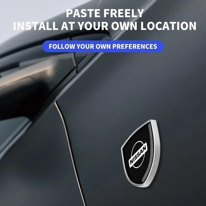 1/2pcs 3D Metal Car Styling Shield Emblem Badge Stickers For Nissan X-trail Qashqai Note Juke Sentra Patrol Almera Navara Leaf