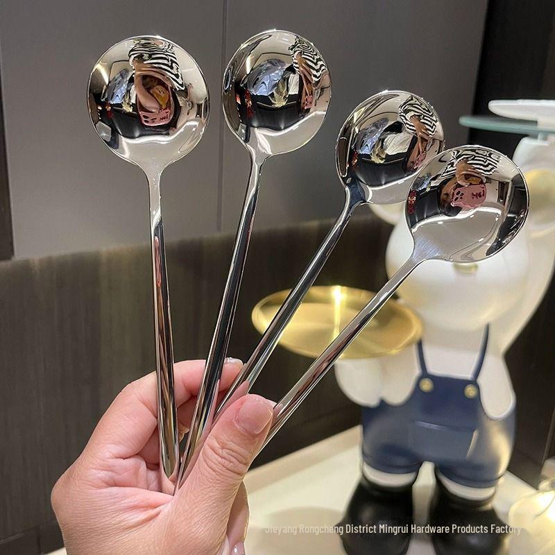 Крупногабаритная корейская кофейная ложка из нержавеющей стали с длинной ручкой и звенящим дизайном.