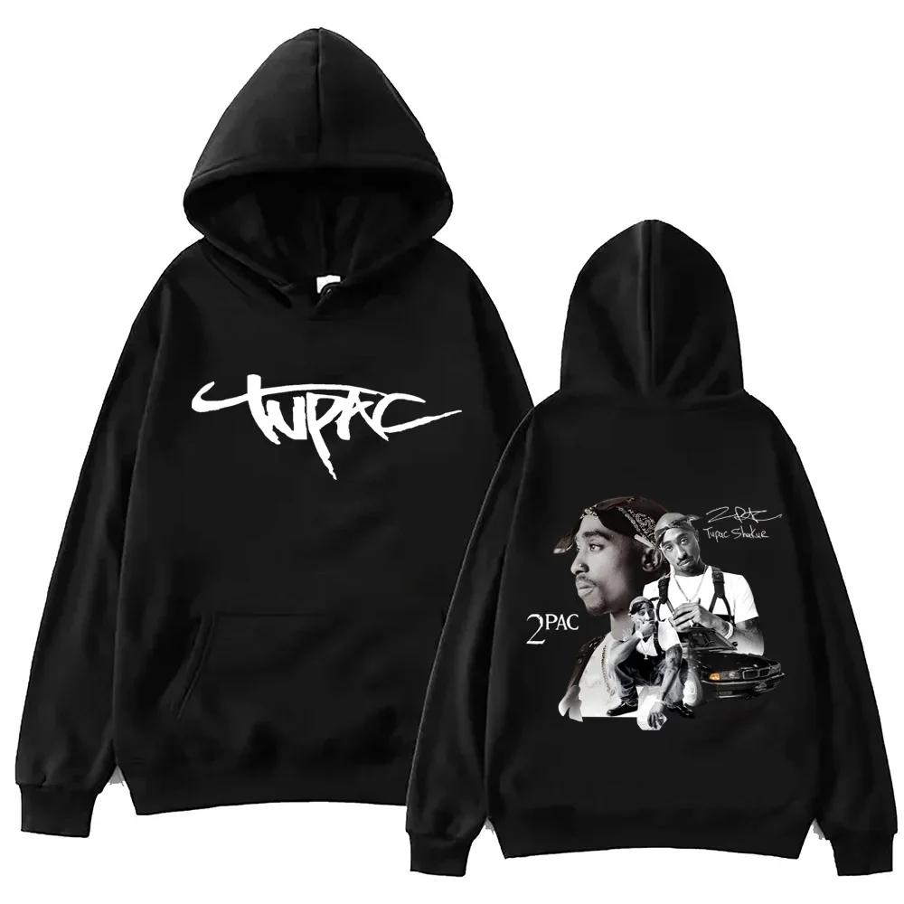 Tupac 2pac Male and Female Rap Hoodies Hip-hop Casual Wear Shakur Printed Sweatshirts Wool Hat Casual Wear Popular Fashion