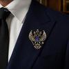 Брошь из цельного металла, Значок-булавка Орел, Двуглавый дизайн, Лацкан, Сплав, Антиокислительная, Прочная застежка, Значок для пальто, рубашек, сумок, Аксессуары, Винтажный стиль