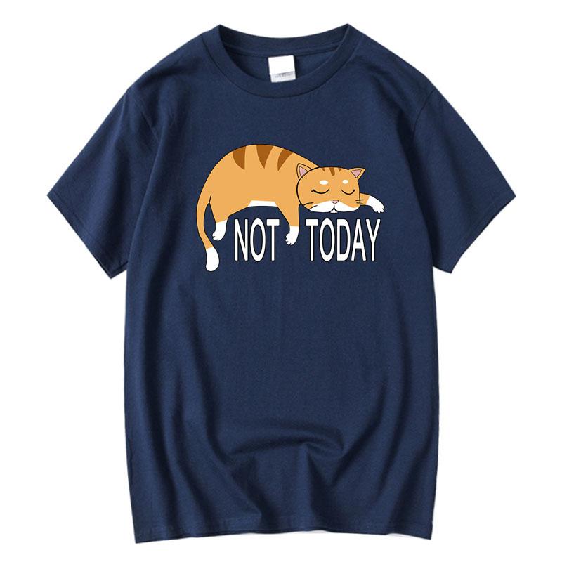 Летняя мужская футболка высокого качества 100% хлопок забавный ленивый кот принт повседневные крутые свободные футболки с круглым вырезом с графикой для мужчин топы